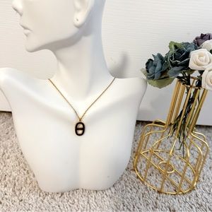 HERMES Purple Enamel Gold plated Lliade Pendant Necklace